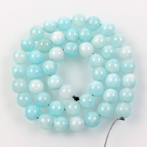 Perles En Pierre Naturelle, Perles En Marbre Bleu Clair, Pour La Fabrication De Bijoux, Couture, Bricolage, Bracelet, Brin De 4 À 12 Mm
