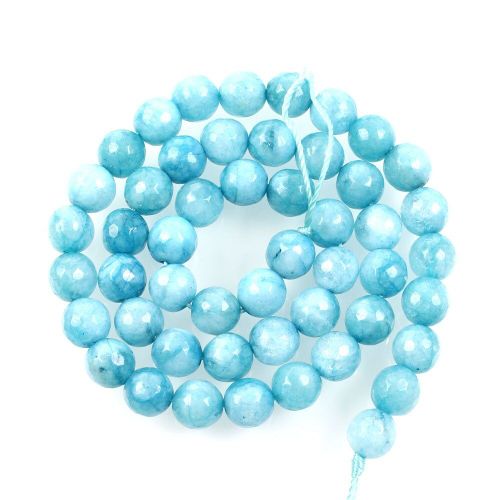Perles En Pierre Naturelle, Perles De Marbre Bleu Ciel, Surface Coupée, Pour La Fabrication De Bijoux, Couture, Bricolage, Bracelet, Brin 4 12 Mm