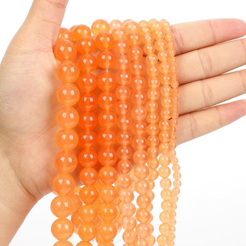 Perles En Pierre Naturelle, Calcédoine, Orange, Jaune, Perles Rondes, Pour La Fabrication De Bijoux, Couture, Bricolage, Bracelet, Brin De 4 À 12 Mm