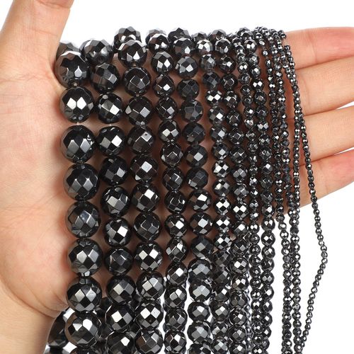 Perles En Pierre Naturelle, En Hématite Noire, Épaisse, Ronde, Ample, Pour La Fabrication De Bijoux, Bracelet, Bricolage
