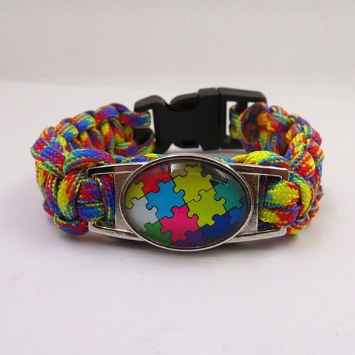 Bracelet En Paracorde Arc En Ciel Pour Femme Et Homme, Bijou De Charme, Pièce Puzzle, Pour La Sensibilisation À L'autisme