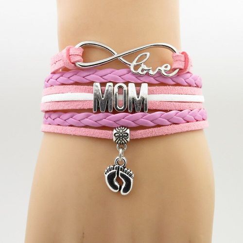 Bracelet Maman Mode Bracelet Pas De Pied Charme Amour Maman Bracelets Rose Fille Bracelet En Cuir Amour Maman Bracelet Maman Cadeau