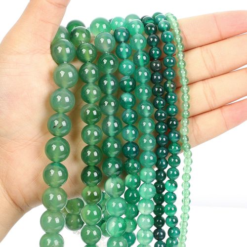 Perles Rondes En Pierre Naturelle, Agate Verte, Pour La Fabrication De Bijoux, Travaux D'aiguille, Bricolage De Bracelets, Collier, Brin De 4 À 12 Mm