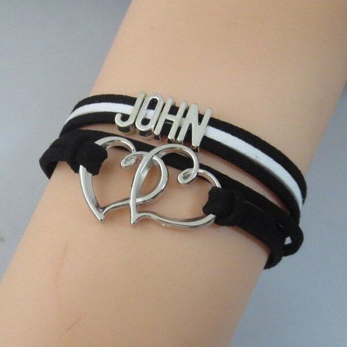 Bracelet De Charme Amour John Bracelet Noir Bracelet De Mode John Bracelet De Charme Homme Personnaliser Le Nom