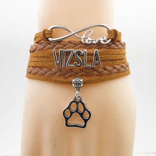 Amour Vizsla Bracelet Chien Patte Charme Vizsla Chien Maman Marron Cuir Bracelets Pour Femme Et Homme Visla Chien Bracelet