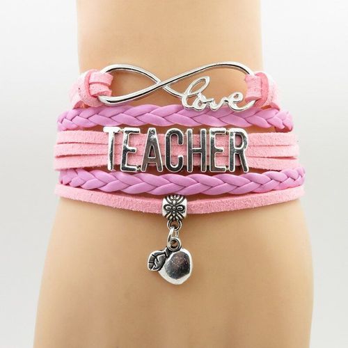 Amour Professeur Bracelet Pomme Charme Femme Et Homme Bracelet Rose Cuir Bracelet Pour Femme Et Homme Charme Enseignant Cadeau