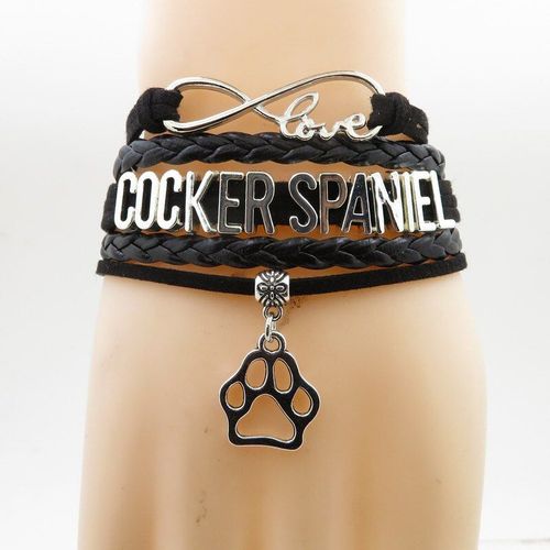Bracelet En Forme De Patte De Chien, Épagneul De Maman, À La Mode, Noir