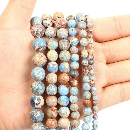 Perles En Pierre Naturelle Bleu Clair, Ample, Pour La Fabrication De Bijoux, Couture, Bricolage, Bracelet, 4 12 Mm