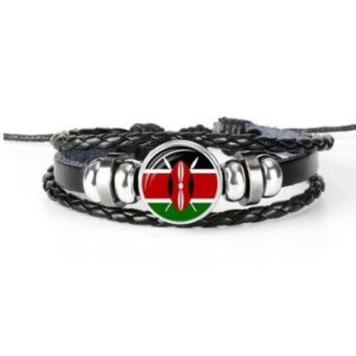 Bracelets En Cuir Avec Drapeau Du Kenya Pour Hommes Et Femmes, Perles De Verre, À La Mode, Cadeaux D'amitié