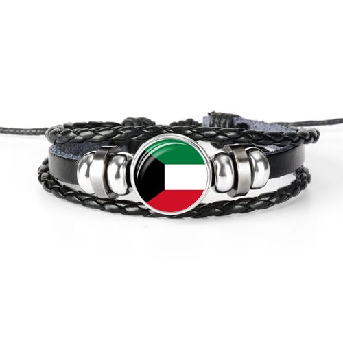 Bracelets En Cuir Et Perles De Verre Pour Hommes Et Femmes, Drapeau Du Qatar, À La Mode, Cadeaux D'amitié