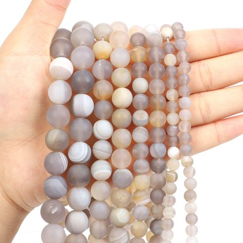 Perles En Pierre Naturelle, Agate Grise Givrée Rayée, Pour La Fabrication De Bijoux, Couture, Bricolage, Brin De Bracelet 4 12 Mm