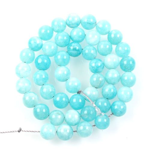Perles En Pierre Naturelle, Perles De Marbre Bleu D'eau, Pour La Fabrication De Bijoux, Couture, Bricolage, Bracelet, Brin 4 12 Mm