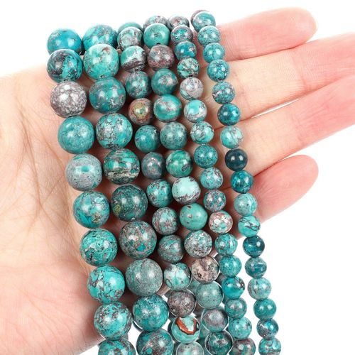 Perles En Pierre Naturelle, Breloque En Pin Bleu Empereur, Rondes, Amples, Pour La Fabrication De Bijoux, Couture, Bracelet, Bricolage, 4 12 Mm