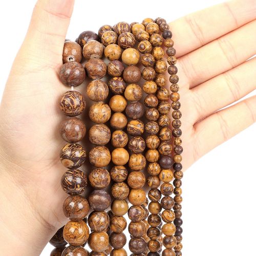 Perles Rondes En Pierre Naturelle, Perles Rondes En Phoebe Doré, Pour La Fabrication De Bijoux, Couture, Bricolage, Bracelet, Brin 4 12 Mm