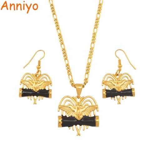Ensemble De Colliers Et Boucles D'oreilles Pour Femmes, Tambour Noir, Oiseau, Paradis Papua, Nouvelle Guinée, Bijoux Png De Mariage, Cadeaux De Fête, #139906