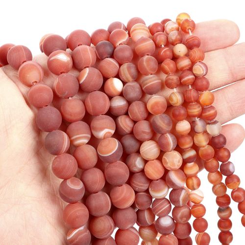 Perles En Pierre Naturelle, Agate Rayée, Orange Givrée, Pour La Fabrication De Bijoux, Bricolage, Bracelet, Brin 4 12 Mm