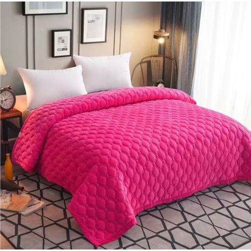 Couvre-Lit Rose Rouge - 230x230cm 90x90 Pouces - Couvertures Chaudes Et Épaisses Pour Les Lits, Couvre Lit Matelassé En Velours, Couleur Unie, Pour L'hiver - Générique