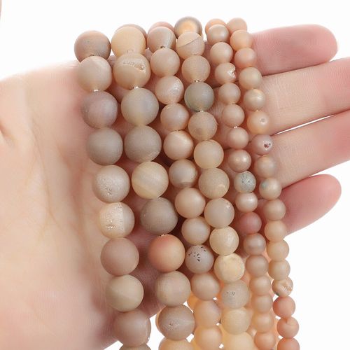 Perles Rondes En Pierre Naturelle, Plaqué Rose Clair, Agate Pour La Fabrication De Bijoux, Bracelet À Faire Soi Même, Couture, Brin De 4 À 12mm