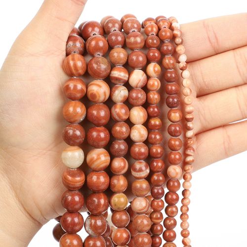 Perles Rondes En Pierre Naturelle, Breloque Paon Rouge, Pour La Fabrication De Bijoux, Bracelet À Faire Soi Même, Brin De 4 À 12mm