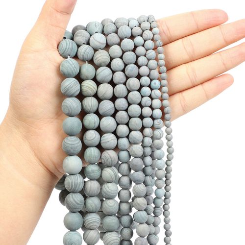 Perles Rondes En Pierre Naturelle, Ligne Verte Givrée, Breloques Pour La Fabrication De Bijoux, Bracelet À Faire Soi Même, 4 12 Mm