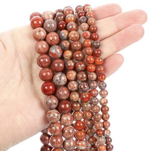 Perles En Pierre Naturelle, Breloque En Pin De L'empereur Rouge, Rondes Et Amples Pour La Fabrication De Bijoux, Bracelet À Faire Soi Même, 4 12 Mm