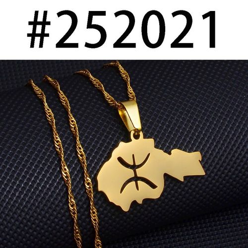Collier Avec Pendentif Carte De L'afrique Pour Hommes Et Femmes, Bijoux Berbères Africains, #252021