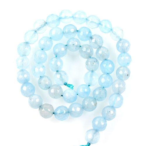 Perles De Pierre Naturelle, Perles De Marbre Bleu Clair De Surface Coupée Pour La Fabrication De Bijoux, Bricolage De Bracelet, Brin De 4 À 12 Mm