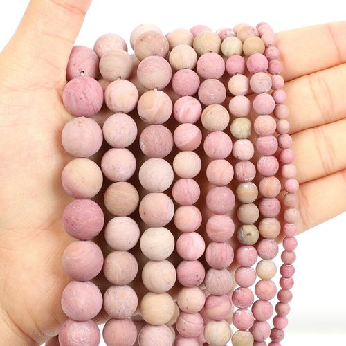 Perles En Pierre Naturelle, Breloque En Grain De Bois Rouge Givré, Pour La Fabrication De Bijoux, Bracelet, Bricolage, 4 12 Mm