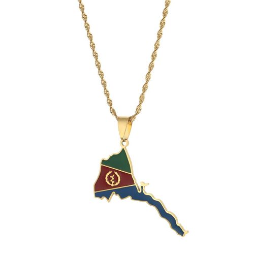 Pendentif En Forme De Drapeau Érythréen, Colliers Fins Pour Femmes Et Filles, Bijoux Couleur Or, Carte Africaine De L'érythréen