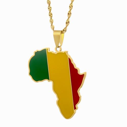 Colliers Avec Pendentif Carte De L'afrique Et Carte Du Mali, Couleur Or, Bijoux, Carte De La République Africaine Du Mali, Cadeau