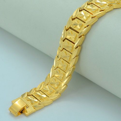 Bracelet En Laiton Doré 21cm, Bracelet De Dubaï Pour Hommes Et Femmes, Chaîne À Main Tendance, Bijoux Éthiopiens Afrique/Arabe #001907