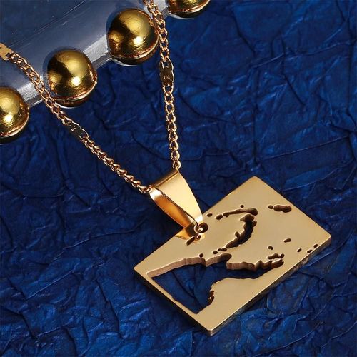 Collier En Acier Inoxydable Couleur Or, Pendentif De Carte De Guinée, Bijoux De Chaîne De Cartes