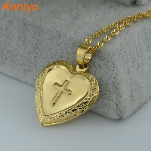 Collier En Forme De Croix Pour Femme Et Fille, Pendentif Crucifix, En Laiton, Couleur Or, Breloque Véritable, Croix Latine, C¿Ur, #004302
