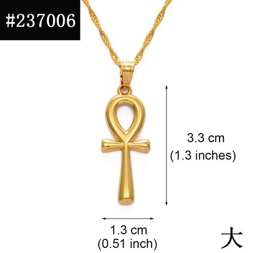 Collier Avec Pendentif En Croix Égyptienne Pour Homme Et Femme, Bijou De 3.3cm, Couleur Or, Breloques Africaines, Réf: 237006