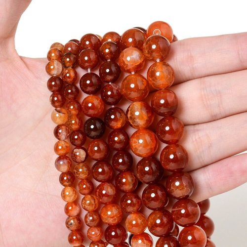 Perles D'agates Naturelles En Onyx Pour La Fabrication De Bijoux, Rondes, Rouges, Pour La Fabrication De Bijoux, Bracelets Et Colliers, Breloques, 4/6/8/10/12 Mm, Vente En Gros