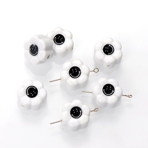 Perles En Céramique À Fleurs Mignonnes, Perceuses Verticales En Vrac Pour La Fabrication De Bijoux, Accessoires Pour Bracelets Et Colliers, 17mm