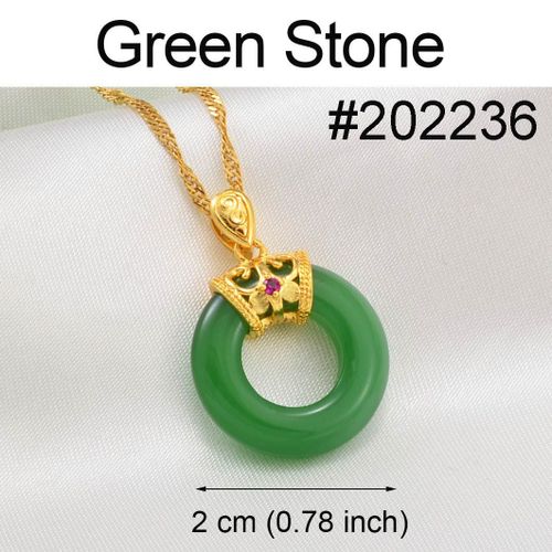 Collier Avec Pendentif Rond En Pierre Blanche Et Verte Pour Femme, Gourde, Accessoires De Luxe, Mode Culturel Chinoise, #002236