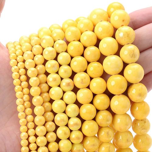 Perle De Pierre Naturelle En Jades Jaune Doré, Perles Rondes En Vrac Pour La Fabrication De Bijoux, Bracelet Et Collier, Accessoires 4/6/8/10/12mm