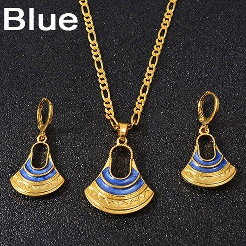 Ensemble De Colliers Et Boucles D'oreilles Pour Femmes, Bijoux Traditionnels De Style Png, Papua, Bilum, Nouvelle Guinée, Noir, Vert Et Bleu, #013516