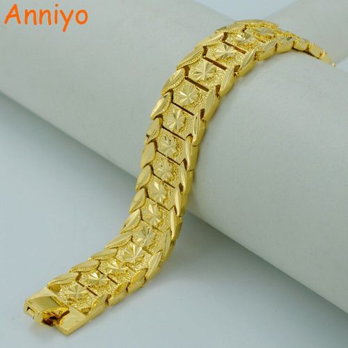 Bracelet Doré Pour Hommes Et Femmes, De 20.5cm, De Couleur Or Et En Laiton, De Dubaï, Bijoux Africains, Éthiopiens/Arabes, Chaîne À Main, #002007