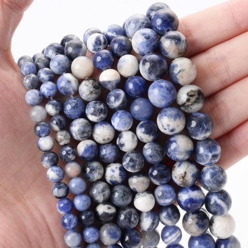 Perles Rondes En Pierre À Motif Bleu Africain, Pour La Fabrication De Bijoux, Breloques, Accessoires De Bracelet, 4/6/8/10/12mm