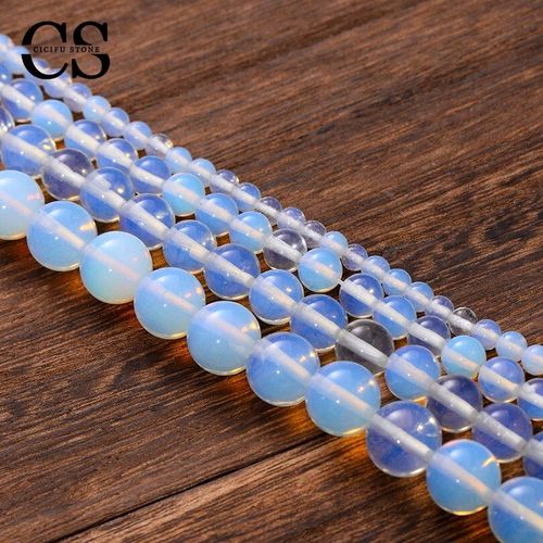 Perles Rondes En Opale Blanche Pure, Amples, En Pierre Translucide, Pour La Fabrication De Bijoux, Accessoires De Bracelet, Diy, 4/6/8/10/12 Mm