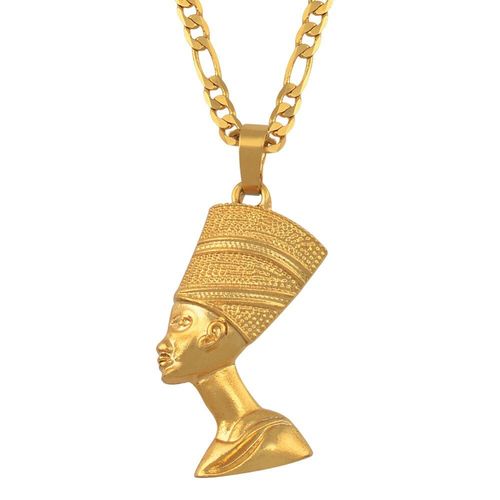 Collier Avec Pendentif Reine Nefertiti Pour Femme Et Homme, Égyptienne, Couleur Argent Et Or, Vente En Gros, Bijou Africain, #163506