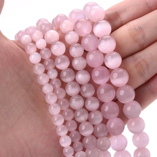 Perles Rondes En Pierre D'oeil De Chat Rose Naturelle, Amples, Pour La Fabrication De Bijoux, Accessoires De Collier, Bracelet, Diy, 6/8/10mm