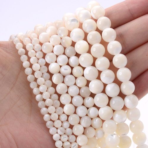 Perle De Coquillage Blanche Naturelle, Perles Rondes D'eau Douce, Amples, Pour La Fabrication De Bijoux, Accessoires De Bracelet À Breloques, 4/6/8mm
