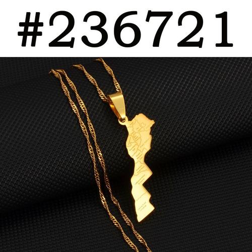 Collier Avec Pendentif Carte Du Maroc Et Nom Des Villes, Couleur Or, Bijoux Pour Hommes Et Femmes, #236721