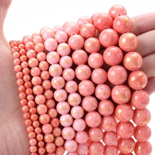 Perles Rondes En Pierre Naturelle, Jades Dorées, Orange Clair, Accessoires Pour La Fabrication De Bijoux, Bracelet Et Collier, Diy, 4/6/8/10/12mm