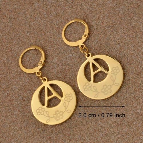Boucles D'oreilles En Or Kiribati Pour Femmes, Bijoux Avec Lettres Initiales De L'alphabet Anglais, Cadeaux (Voir Plus De Lettres Dans Mon Magasin) #022921
