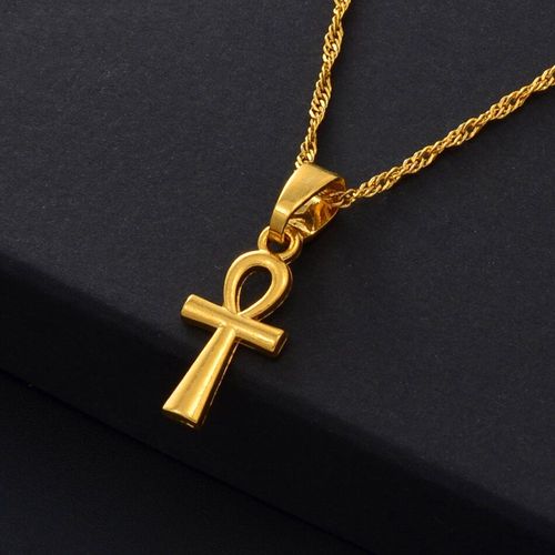 Collier Avec Pendentif Ankh Pour Femmes Et Filles, Couleur Or, Croix Africaine Égyptienne, Hieroglyphe, Crux Ansata #229806