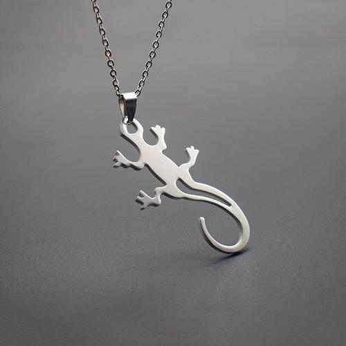 Collier Lézard En Acier Inoxydable Pour Femmes, Pendentif, Bijoux Tendance, Cabrite, Gecko, Caméléon, Anole